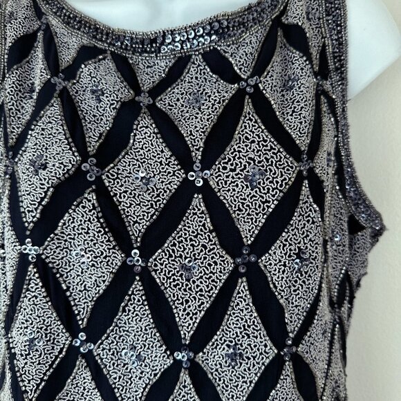 Cote D' Azur Silk Beaded Top Evening Embroidered XL Crop Formal - Picture 2 of 9